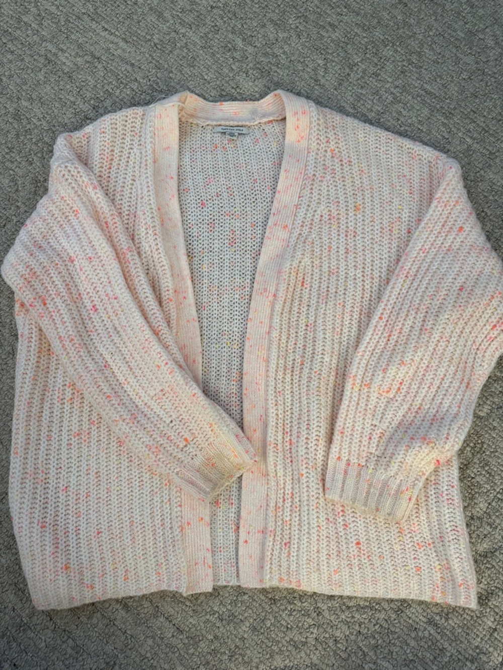 Light Pink Speckled Open-Front Women’s Cardigan Sweater